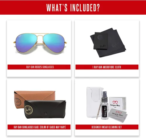 Miniatura 3 de Ray-Ban RB3025 - Lentes de sol de aviador de metal para hombre y mujer + paquete con kit de cuidado de gafas iWear de diseñador