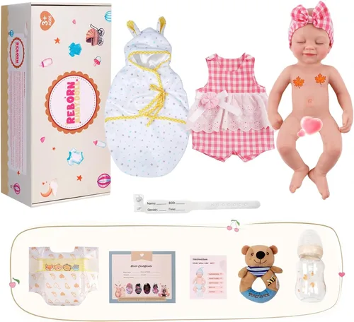 Miniatura 6 de BABESIDE Muñeca bebé de silicona – Muñecas de bebé Reborn durmiendo de 16 pulgadas, cuerpo completo de silicona, anatómicamente correcta, muñeca