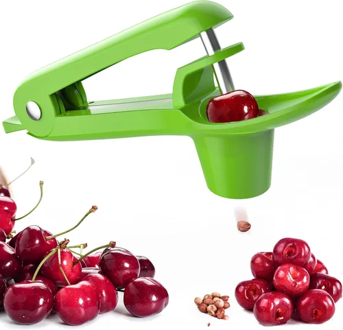 Descarozador de cerezas - Ordekcity; herramienta de acero inoxidable para remover carozos de cerezas con diseño de empuje manual, ahorra tiempo y