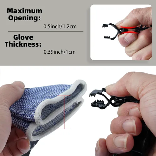 Miniatura 4 de MELOTOUGH Pinza de guante de metal para guantes de trabajo, clips de guantes de acero resistente para tácticas, esquí, campamento, actividades al