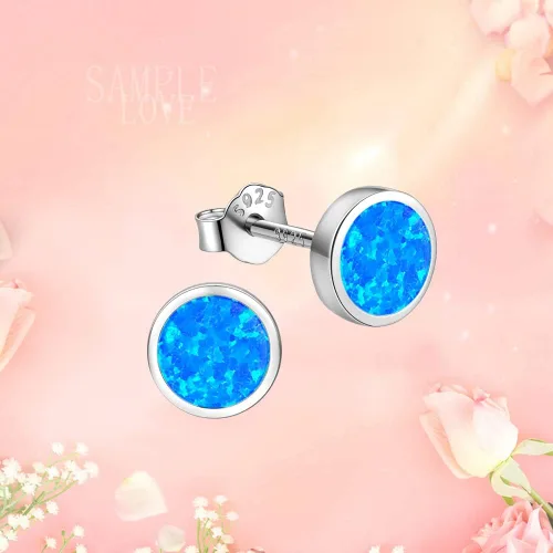 Miniatura 4 de White Gold Plated Sterling Silver Opal Stud Earrings 3mm-8mm Options, Simulated Opal Dot Studs Hypoallergenic Jewelry