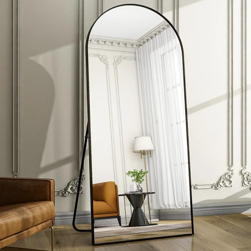 Miniatura 3 de Easly Espejo de Cuerpo Completo de Gran Tamaño, 76" x 34" Espejo Arqueado de Cuerpo Completo, Marco de Metal Negro, Espejo de Piso para Dormitorio
