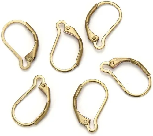 Miniatura 6 de Adabele 50 Uds. de latón crudo redondo Huggies Leverback Pendientes Ganchos Earwire Conector No Plateado/Recubierto para Pendientes Joyería