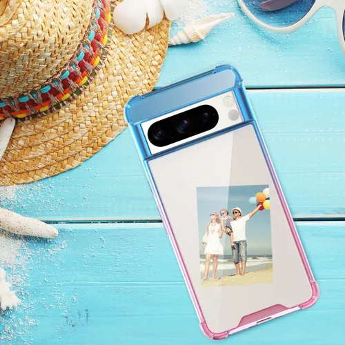 Miniatura 3 de Funda para Google Pixel 8 Pro, funda transparente con bonito degradado para teléfono, TPU reforzado, parte trasera de policarbonato duro, funda