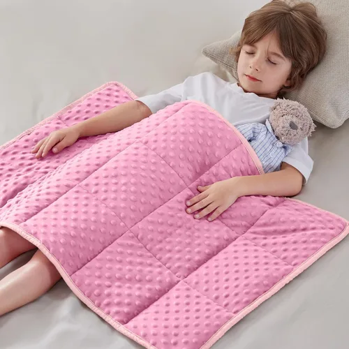 Miniatura 18 de anfie - Manta con peso para niños (40 x 60 pulgadas, 7 lb), manta refrescante para dormir, tamaño de manta ligera, transpirable, con cuentas de Gris
