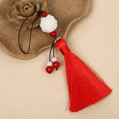 WEISHA Llavero 1 pieza Bodhi Lotus Flower Tassel Pendant Mo Dao Zu Shi Wei WuXian Lanzhan, accesorios de cosplay, cordón trenzado hecho a mano para
