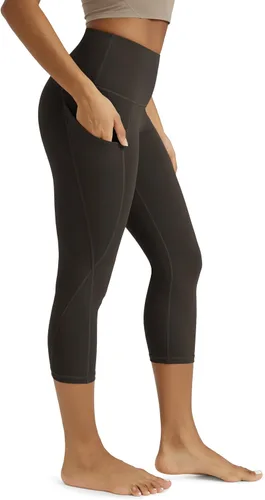 Miniatura 100 de ODODOS - Leggings capri de cintura alta para mujer con bolsillos, control de abdomen, no se transparentan, para entrenamiento atlético, running
