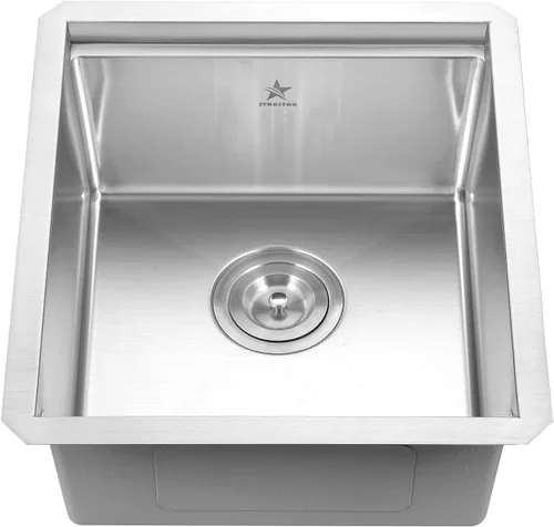 Miniatura 4 de STARSTAR Fregadero de cocina de acero inoxidable 304 de acero inoxidable 304 con rejilla, tabla de cortar, colador con cesta (17 x 17 x 10)