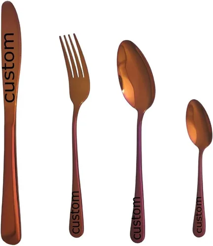 Miniatura 7 de Juego de cubiertos personalizado de acero inoxidable, cuchillo grabado, tenedores, cuchara, nombres personalizados se grabarán en tu vajilla, regalo