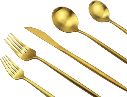 Miniatura 2 de Golden Stain - Cubiertos modernos de 6 piezas de acero inoxidable 304, tenedor de postre de acero inoxidable 304, tenedor de ensalada de 7.2
