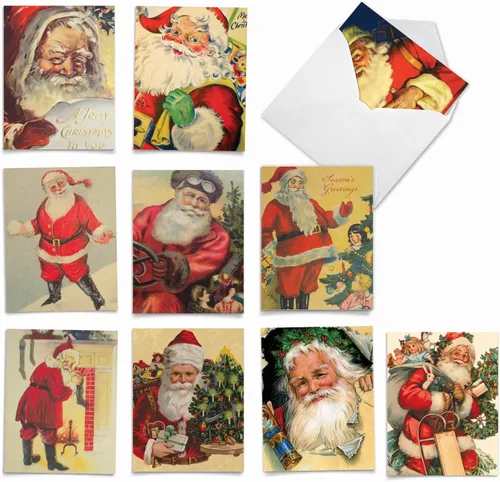 Miniatura 15 de The Best Card Company - 10 tarjetas navideñas de Santa con sobres - Juego surtido en caja, tarjetas navideñas para niños (4 x 5.12 pulgadas)