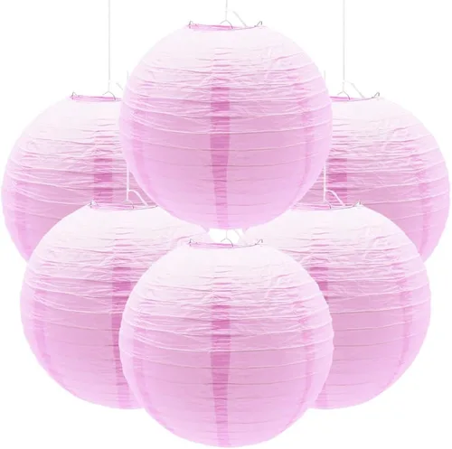 Miniatura 12 de 6 linternas de papel decorativas redondas colgantes