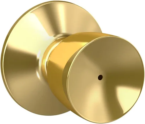 Schlage F40 V BEL 605 - Pomo de puerta de campana, cerradura de privacidad para cama y baño, latón brillante