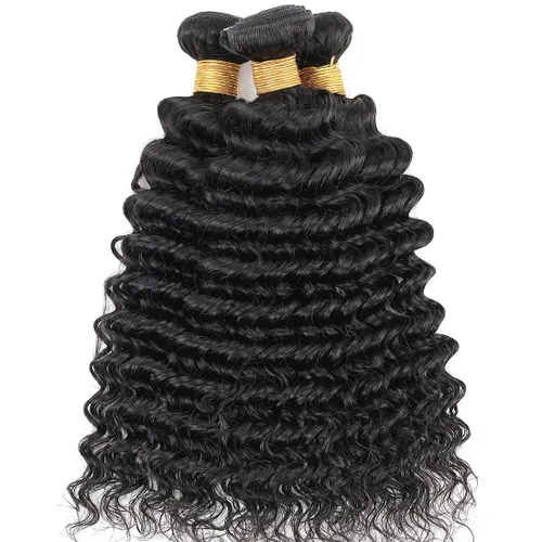 Miniatura 2 de Extensiones de cabello humano ondulado profundo, un paquete de 18 pulgadas, cabello brasileño virgen, paquetes de cabello ondulado profundo