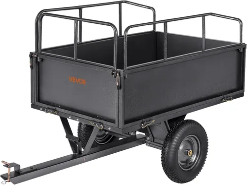 Miniatura 10 de VEVOR 10 pies cúbicos y 500 libras de remolque para ATV con función de descarga, remolque de utilidad para UTV de carga pesada, remolque de descarga