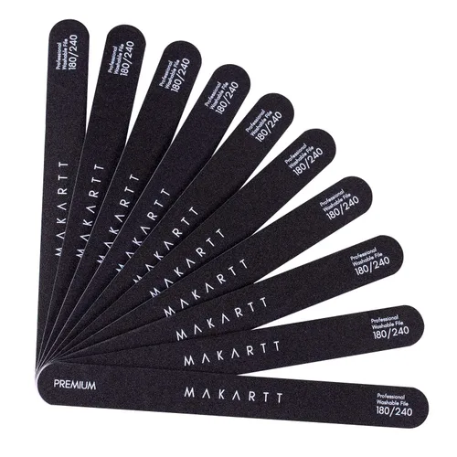 Miniatura 12 de Makartt Lima de uñas, tablas de esmeril de grano 100/180 para uñas, kit profesional de limas de doble cara lavables para lima de uñas media y suave