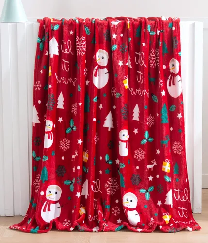 Elegant Comfort Manta de Forro Polar de Terciopelo de Lujo Súper Suave con Estampados Navideños - Decoración del Hogar con Tema Navideño, Manta