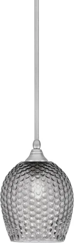Miniatura 211 de Toltec Lighting Tallo Colgado Mini colgante, acabado de cobre negro, 3.5" cuadrado humo burbuja vidrio