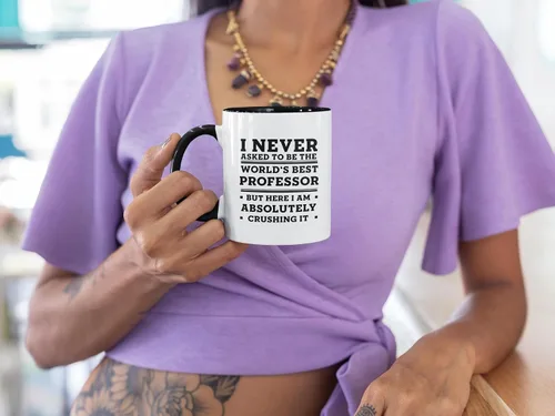 Miniatura 5 de Professor - Taza de café azul marino de dos tonos, 11 onzas, ideas de regalos para cumpleaños o Navidad. Nunca pedí ser el mejor profesor del mundo