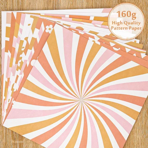 Miniatura 5 de Whaline 24 hojas de papel de patrón bohemio bohemio para álbum de recortes de luz solar de doble cara para el primer viaje inspirado alrededor
