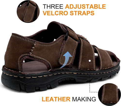 Miniatura 2 de Jousen Men's Sandals Leather Open Toe Beach Sandal Outdoor Summer Sport Hiking Sandals