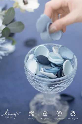 Miniatura 3 de Ling's moment - Pétalos de rosa de seda, color burdeos, azul marino, pétalos de flores para bodas, flores, niñas, centros de mesa, caminos de Azul