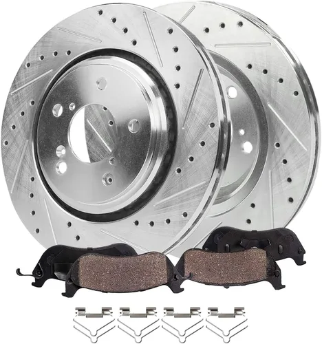 Miniatura 21 de Detroit Axle - Kit de freno trasero para Ford 2022 2023 Maverick 11.89 pulgadas rotores de freno de disco perforados y ranurados pastillas de freno