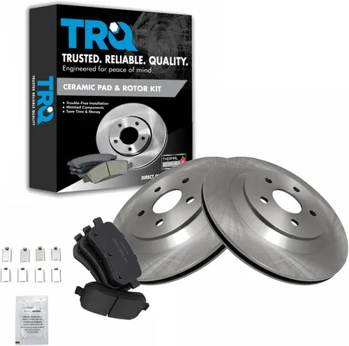 Miniatura 31 de TRQ Kit de rotor de freno trasero y pastillas de cerámica Posi premium compatible con camioneta Chevy GMC