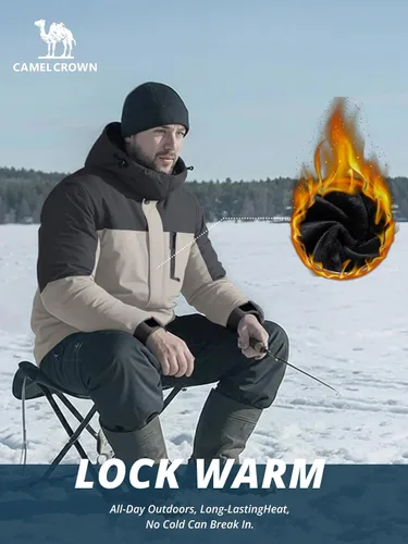 Miniatura 4 de CAMEL CROWN Chaqueta de Esquí de Invierno para Hombre Abrigos de Nieve de Montaña Impermeable Capucha Desmontable Resistente al Viento Chaquetas