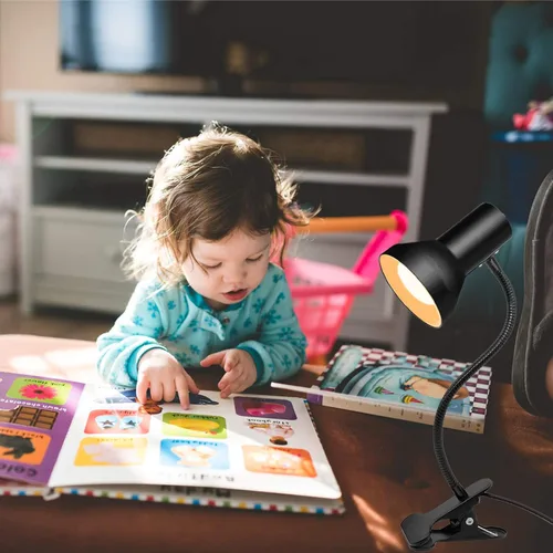 Miniatura 5 de WimiSom Lámpara de escritorio, lámparas de mesa para cuidado de los ojos, lámpara de cuello de cisne de rotación de 360°, luz de libro de lectura