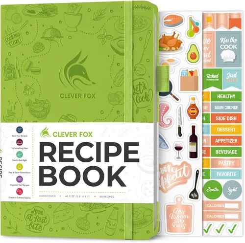 Miniatura 29 de Clever Fox Libro de recetas - Libro de cocina familiar en blanco - Diario de cocina vacío - Organizador de cuadernos para escribir recetas - Turquesa