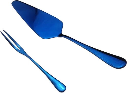 Miniatura 2 de Vitalt - Juego de 19 cubiertos de acero inoxidable azul pulido con espejo y ecológico, utensilios de vajilla de acero inoxidable, brillante