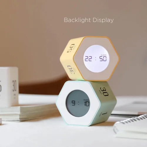 Miniatura 4 de mooas Reloj Cubo Multi-Hexágono, Reloj Digital, Temporizador Pomodoro, Pantalla Retroiluminada Modo 12/24H Contador de Tiempo Ascendente