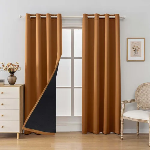 Miniatura 47 de Anytime Juego de 2 paneles de cortinas 100% opacas, con aislamiento térmico para dormitorio, paneles de sombreado completo
