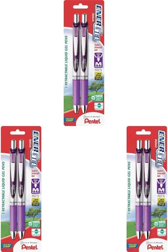Miniatura 10 de Pentel EnerGel RTX - Bolígrafo de gel líquido retráctil (¹/₃₂ pulgadas), punta de metal, línea mediana, tinta azul marino, paquete de 2