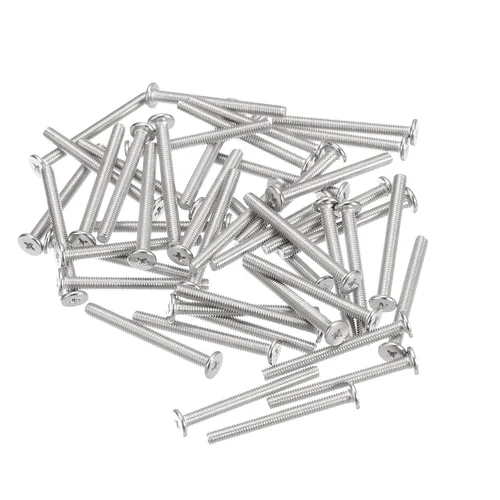 Miniatura 33 de Uxcell M1-0.25 x 2 mm 50 piezas Tornillos de cabeza plana redonda 304 de acero inoxidable Phillips Drive tornillos de máquina para fijación
