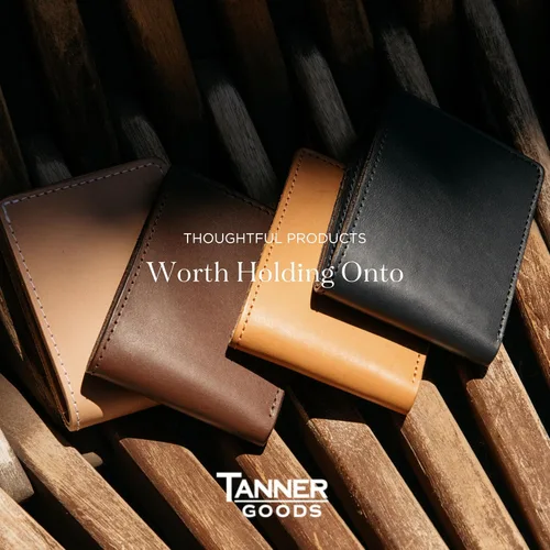 Miniatura 7 de TANNER GOODS Billetera de cuero para hombre, estilo tradicional, con 4 ranuras para tarjetas, sección de notas planas. Billetera de bolsillo