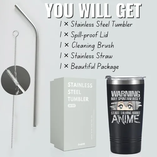 Miniatura 6 de Onebttl Regalos de anime para hombres, mujeres, niños - Vasos de acero inoxidable aislados al vacío de doble pared de 20 oz/590 ml - Regalos