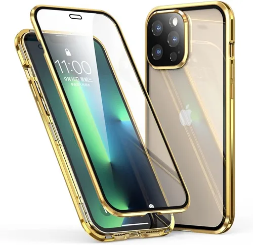 Miniatura 14 de Funda magnética para iPhone 13 Pro Max de 360 grados de cuerpo completo, lente de cámara integrada y protector de pantalla, color negro