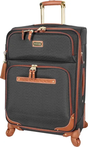 Steve Madden Designer Luggage Collection - Bolsa expandible de 28 pulgadas para hombres y mujeres, maleta duradera y ligera a cuadros con ruedas