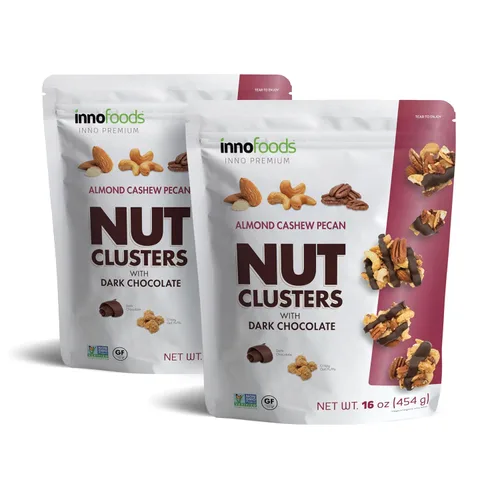 Miniatura 8 de Inno Foods - Racimos de nueces de chocolate oscuro, sin gluten, sin OMG, paquete de 3, 16 onzas cada uno