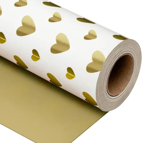Miniatura 22 de Yarcony Papel de regalo reversible de boda, papel de regalo con temática de corazón, estampado creativo de amor y lazo, envoltura de regalo