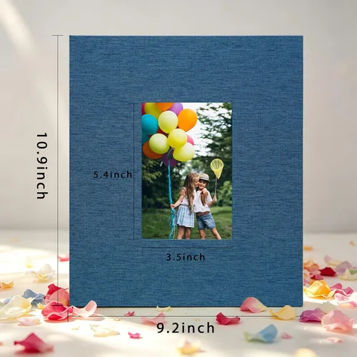 Miniatura 5 de Álbum de fotos de 8 x 10 pulgadas, paquete de 2 libros de fotos de lino, álbum de 26 páginas con capacidad para 52 fotos, carpeta de presentación