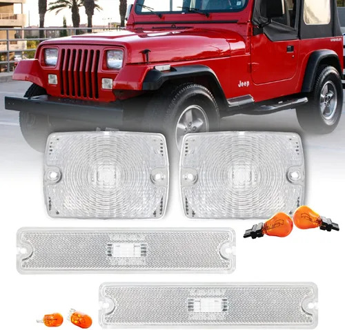 Miniatura 11 de USR DEPO 94-95 YJ - Luces de señalización laterales COMBO ahumadas para parachoques delantero + juego de luces de marcador lateral de 94-95 YJ SMOKE