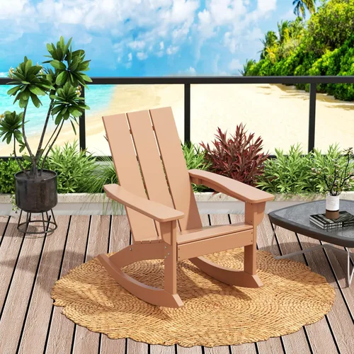 Miniatura 34 de WO Home Furniture Silla Mecedora de Patio al Aire Libre Tradicional HDPE Resistente a los Rayos UV (Negro)