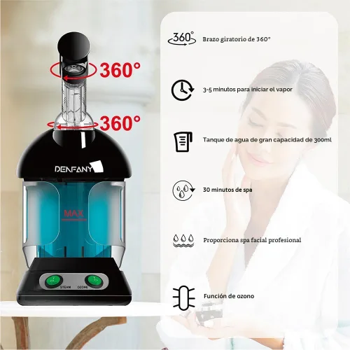 Miniatura 5 de Vaporizador Facial - DENFANY Vaporizador Facial Nano Iónico con Brazo Giratorio Extensible de 360° - Vaporizador Facial Portátil para Cuidado Azul