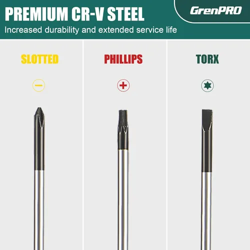 Miniatura 5 de GRENPRO Juego de destornilladores de precisión de 10 piezas, destornilladores magnéticos pequeños con Phillips, ranurados, Torx Star para lentes