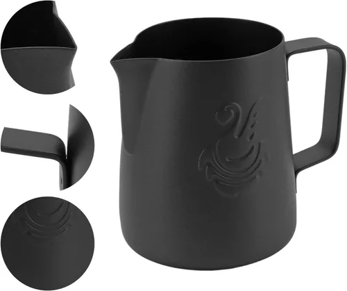 Miniatura 9 de Jarra espumadora de leche de acero inoxidable, taza de arte de café de 14 onzas con diseño de cisne para uso doméstico, capuchino, café con leche