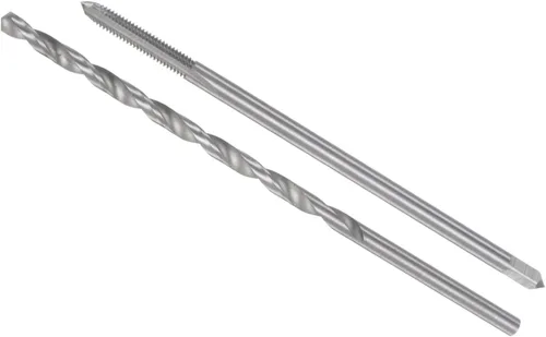 Juego de brocas y roscas, rosca M4 x 0.7 de 3.937 in de longitud, diámetro de taladro de 0.157 in, kit métrico extra largo de tornillo de máquina y