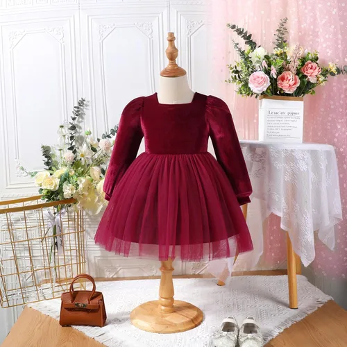 Miniatura 123 de IDOPIP Vestido tutú de terciopelo para niñas pequeñas, vestido de manga larga para princesa, Navidad, cumpleaños, fiesta, boda, vestidos de otoño e